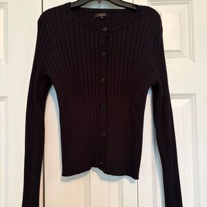 QUINCE Ribbed Black Sweater